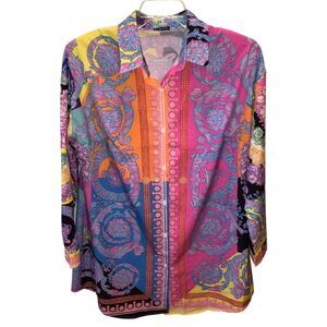 Rare ZCRAVE Tamika Size XL Multicolor Floral Long Sleeve Button Up Shirt Top